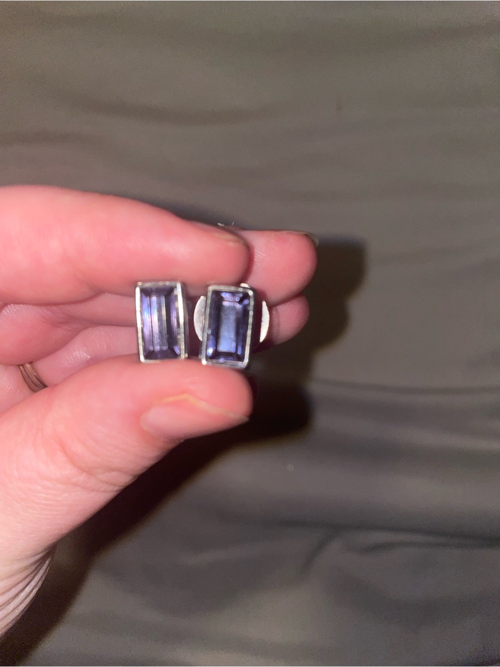 WHBM Sterling Silver Rectangular Navy Stud Earrings